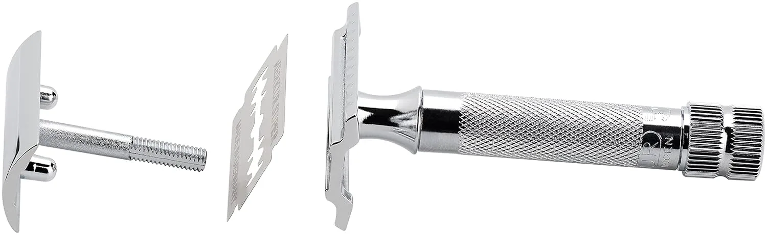 Двусторонняя бритва Merkur MK34C с прочной короткой ручкой, Bright Chrome — фото 2