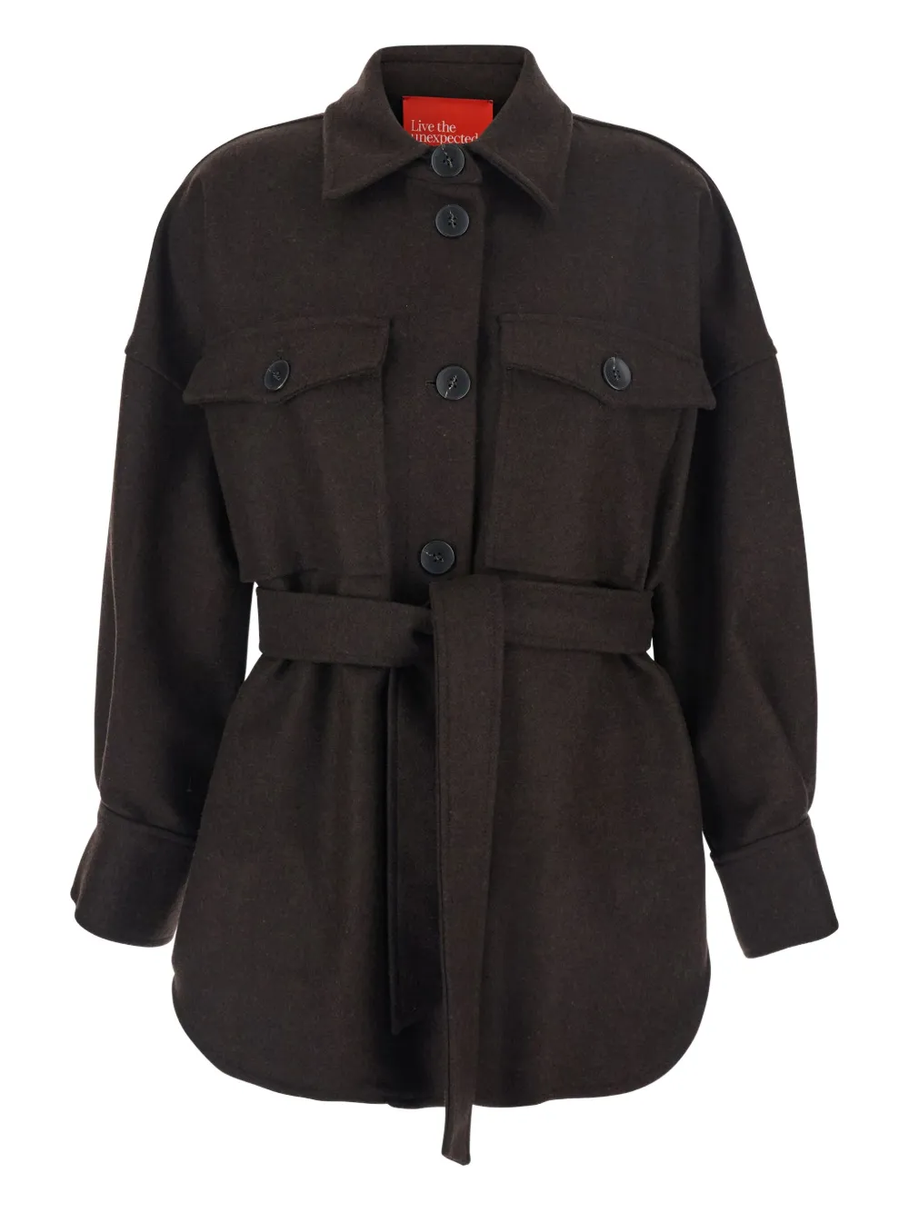 

Рубашка-овершот с накладными карманами с клапанами Merci, коричневый