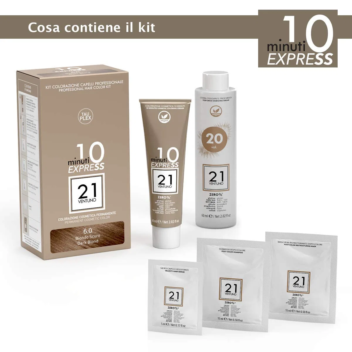 Набор для окрашивания волос «Professional Colour Kit 4.0» от 21 Ventuno 21 Ventuno, Brown 4.0 — фото 2