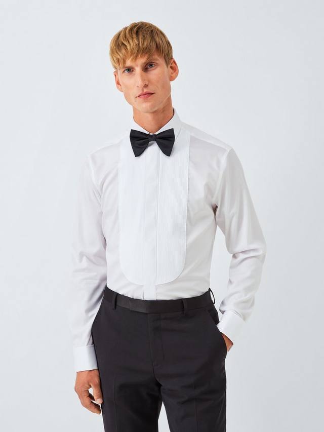 

Хлопковая рубашка с зауженным кроем и складками на груди John Lewis, White