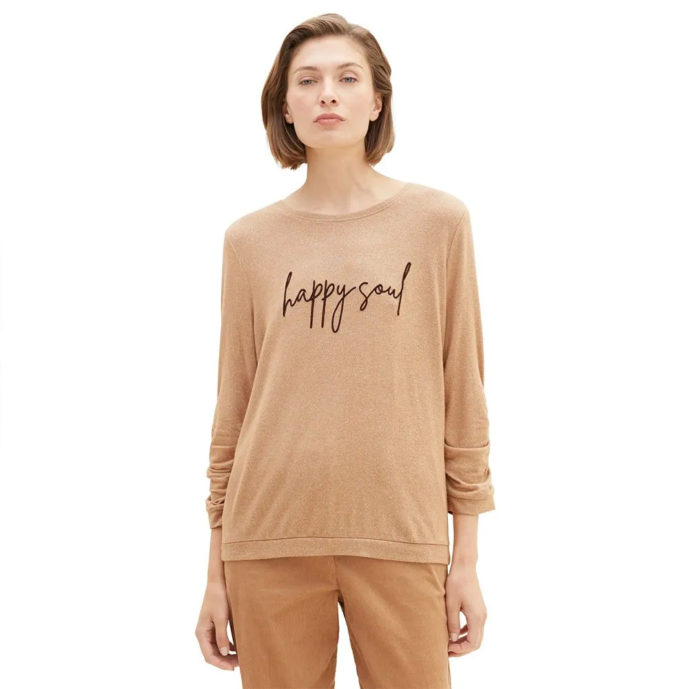 

Футболка Tom Tailor 1038170 Cosy Wording 3/4 sleeve, бежевый
