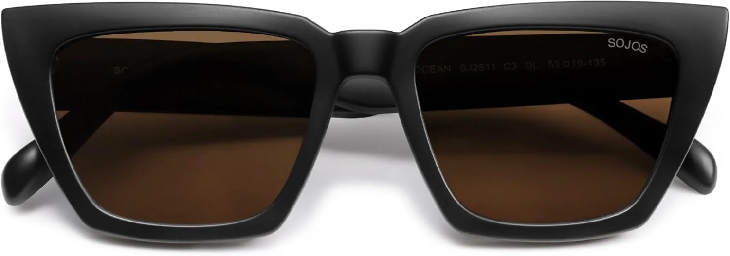 

Солнцезащитные очки SOJOS «кошачий глаз» в оправе из переработанной рыболовной сети, экологичные поляризованные линзы UV400, цвет «Атлантический океан», Brown
