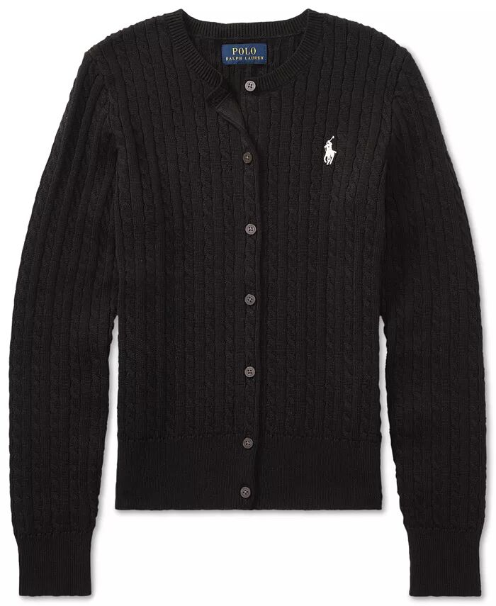 

Кардиган из хлопка с косами для больших девочек Polo Ralph Lauren, черный