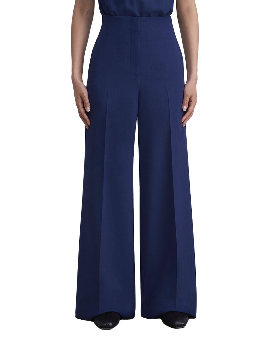 

Брюки широкие из шерстяной смеси Lafayette 148 New York Thames, синий