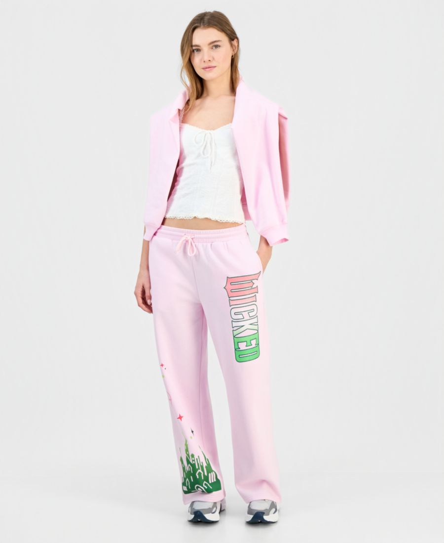 

Детские флисовые брюки с высокой посадкой и завязками Wicked, Pink