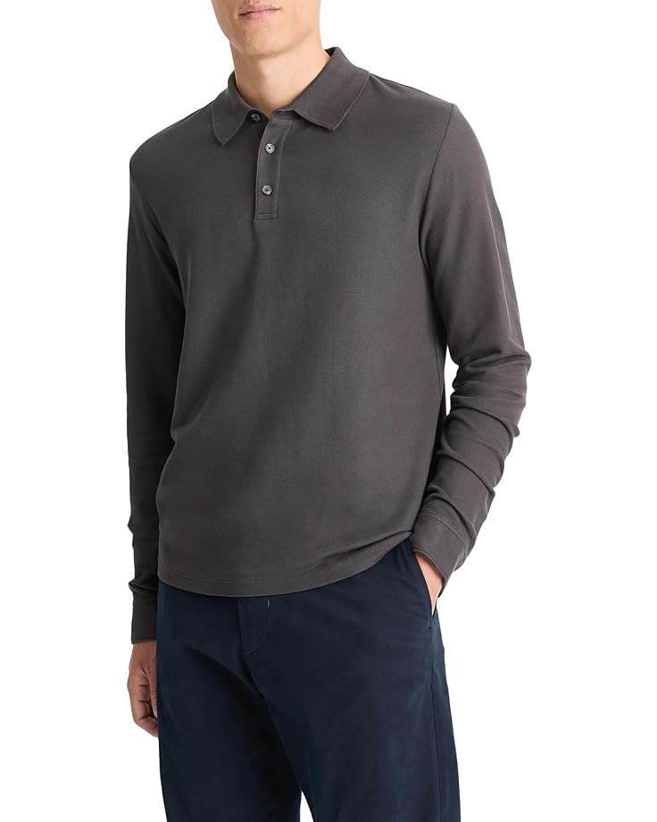 

Поло Vince Pima Pique Long Sleeve Polo, цвет Carbon