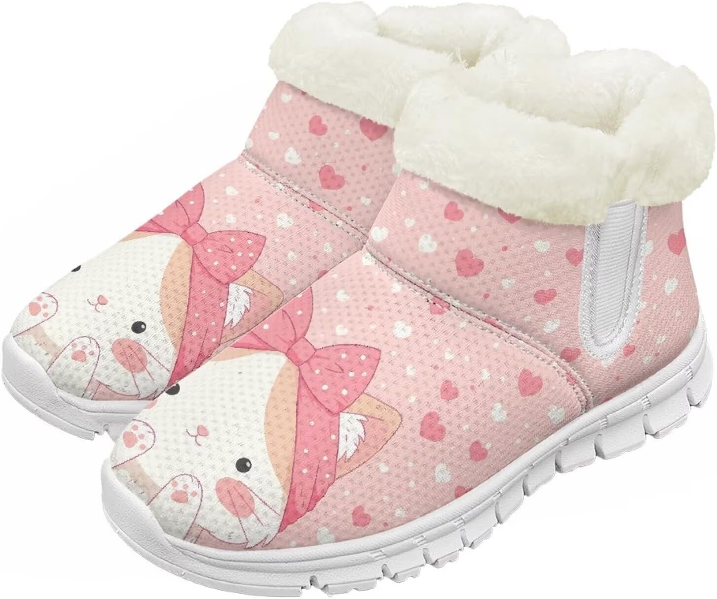 

Детские зимние сапоги для девочек, водонепроницаемые, противоскользящие, для холодной погоды, с искусственным мехом, походные ботинки Goronwyfloyd, Pink Cat