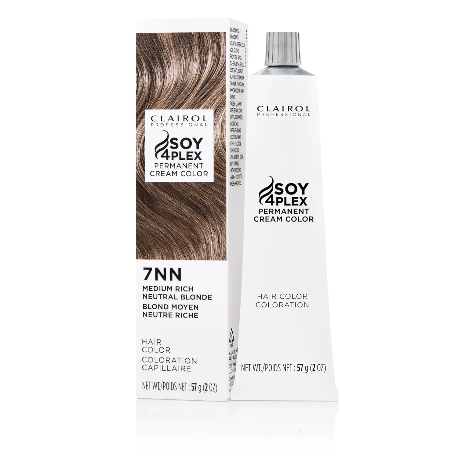 Стойкая кремовая краска для волос Clairol Professional | Светлые, коричневые, черные и рыже-фиолетовые оттенки для 100% закрашивания седины | Глубокое кондиционирование и стойкость к выцветанию, 7nn Medium Rich Neutral Blonde
