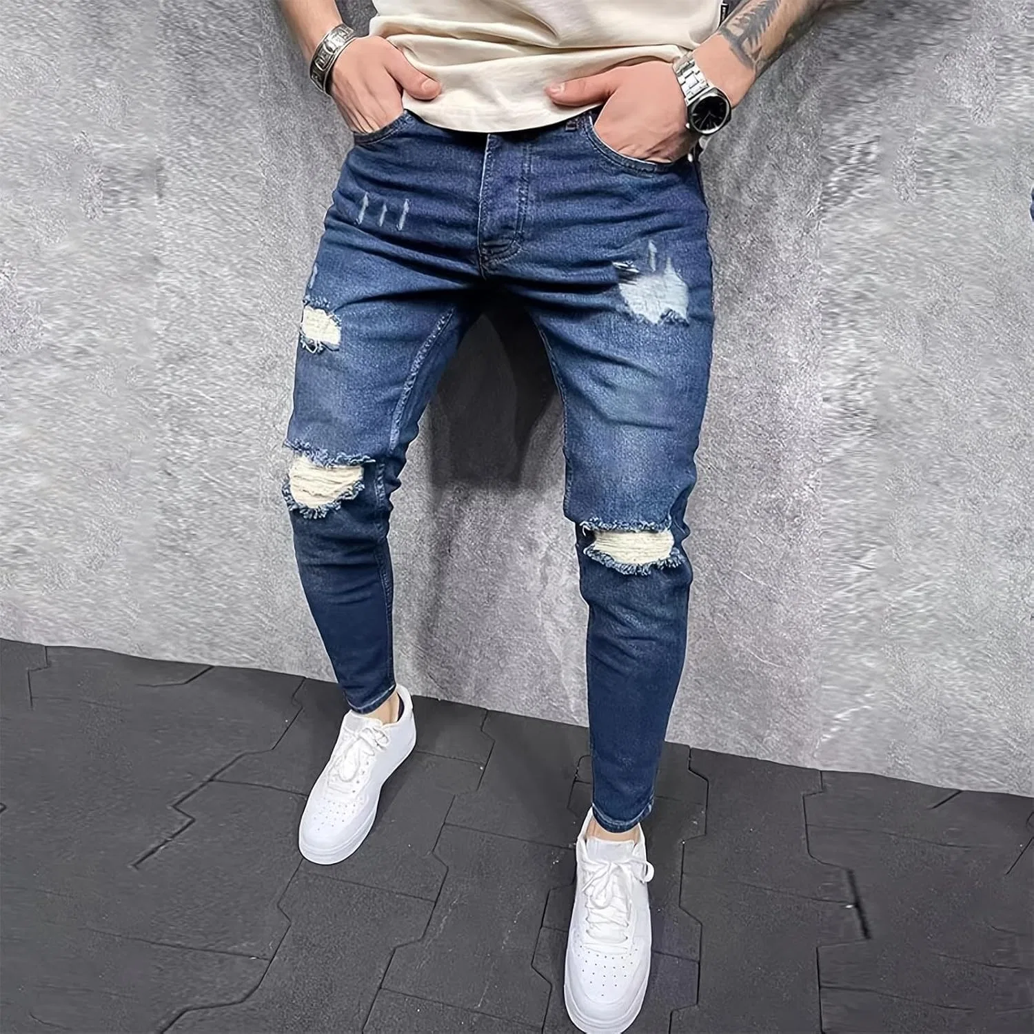 Джинсы Athletic-Fit Straight Leg, синий — фото 2