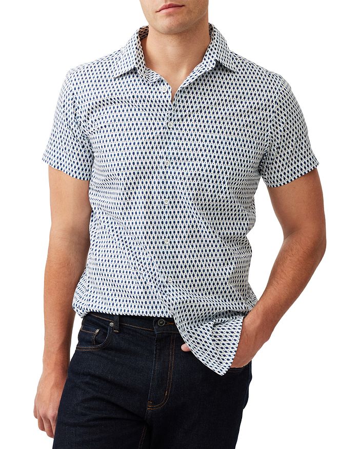 

Рубашка Byron Slim Fit с коротким рукавом Rodd & Gunn, синий