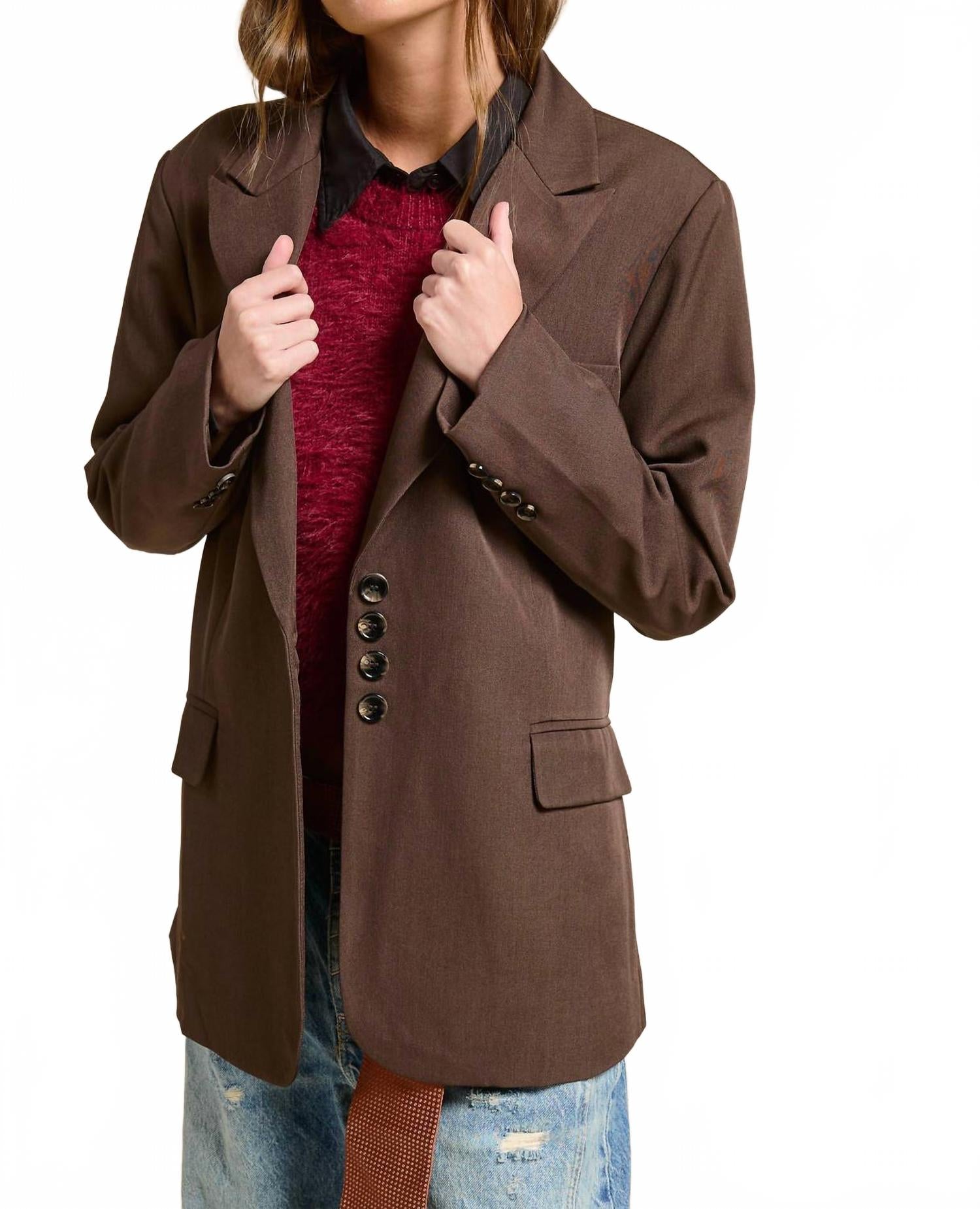 

Mimosa Женский регулируемый блейзер с завязками на спине, коричневый