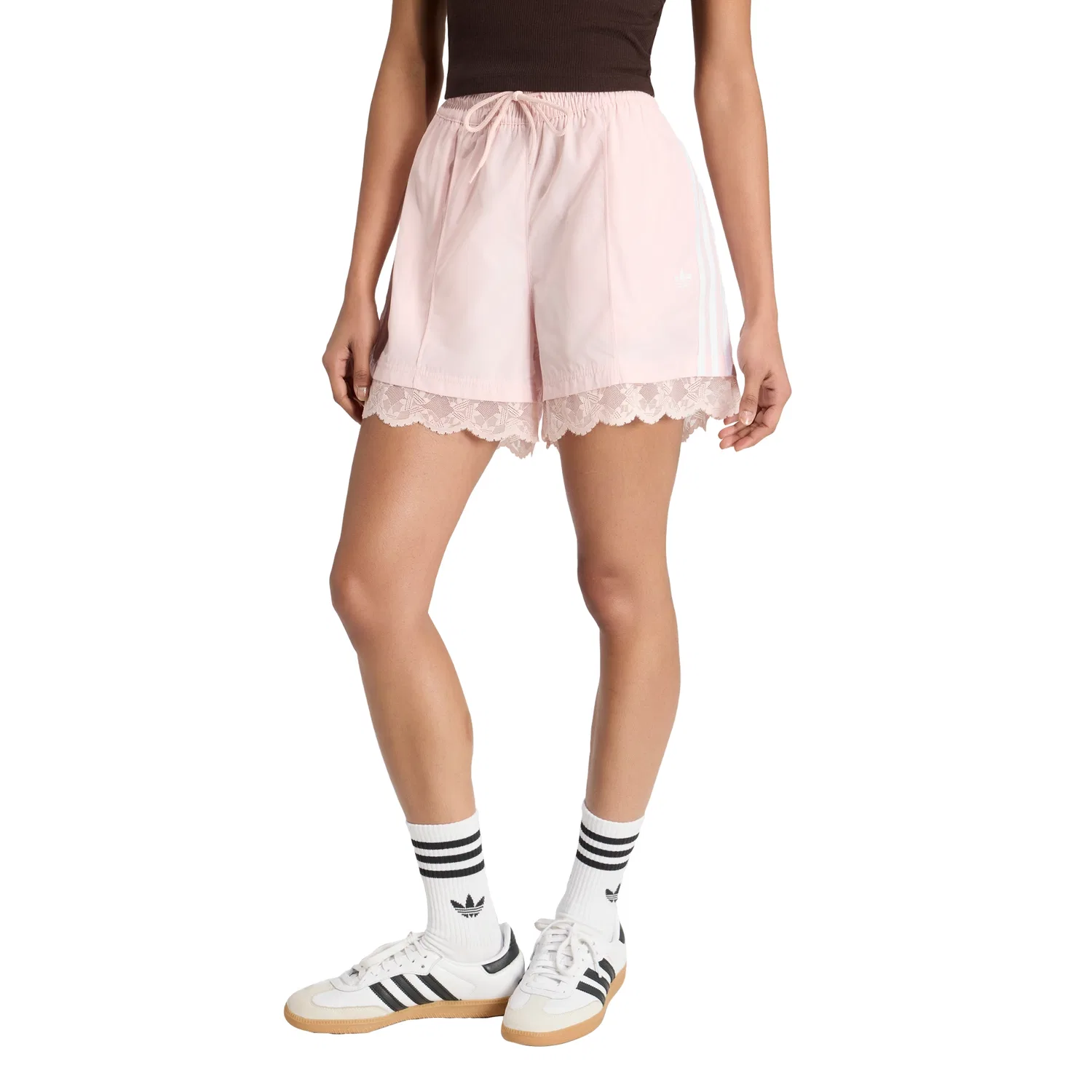 Женские шорты с 3 полосками и кружевной отделкой Sandy Pink от Adidas — фото 4