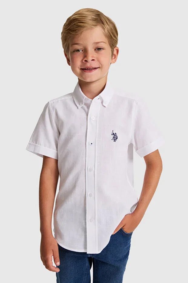 Детская рубашка для мальчиков с коротким рукавом U.S. Polo Assn., White