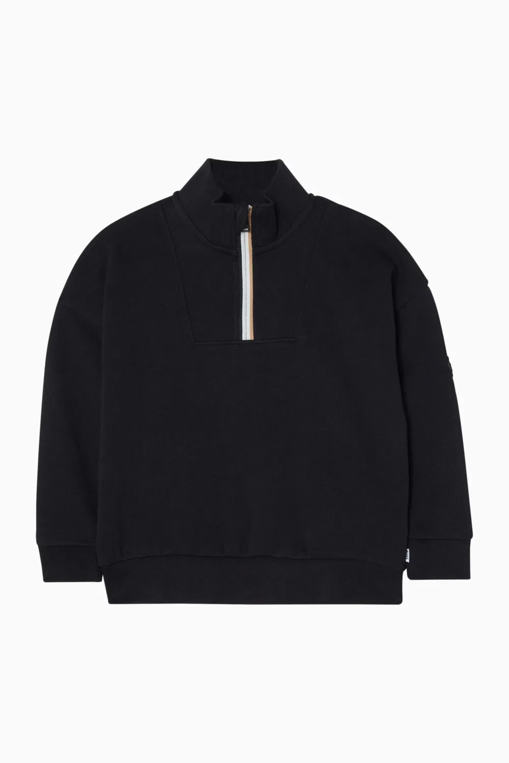 Свитшот на половину молнии из хлопкового пике BOSS Kidswear