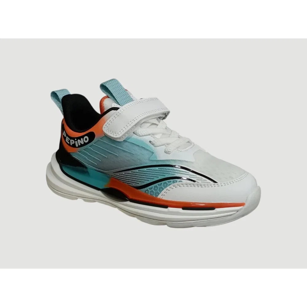 Детские спортивные кроссовки ортопедические с сеткой White Turquoise Orange Pepino — фото 2