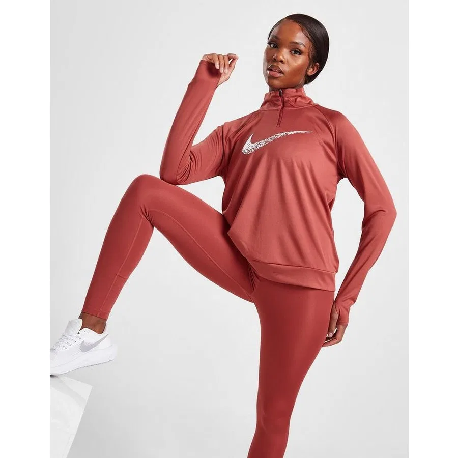 Женский спортивный лонгслив с 1/4 молнией Running Swoosh Nike, Терракотовый — фото 3