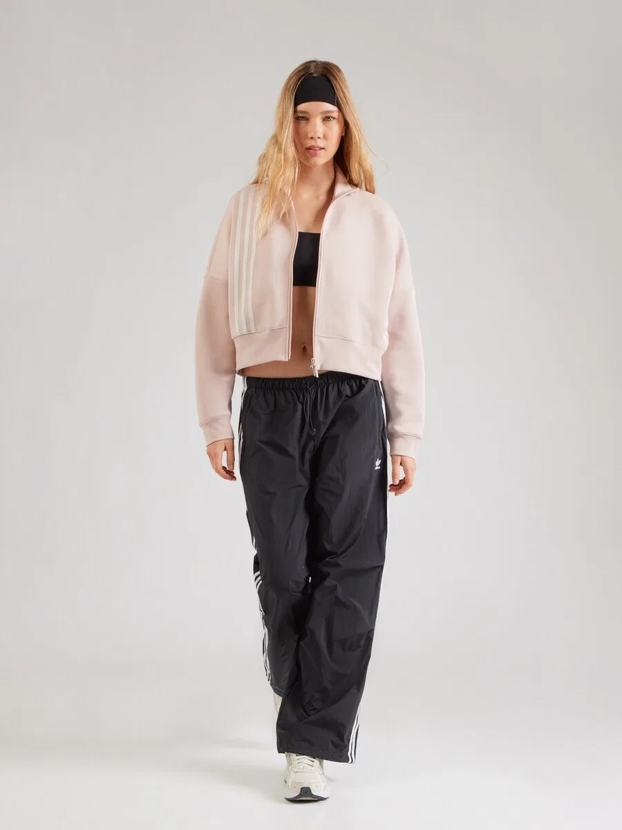 Худи на молнии ADIDAS ORIGINALS 'Off Placed 3-Stripes Zip' светло-коричневого цвета — фото 4