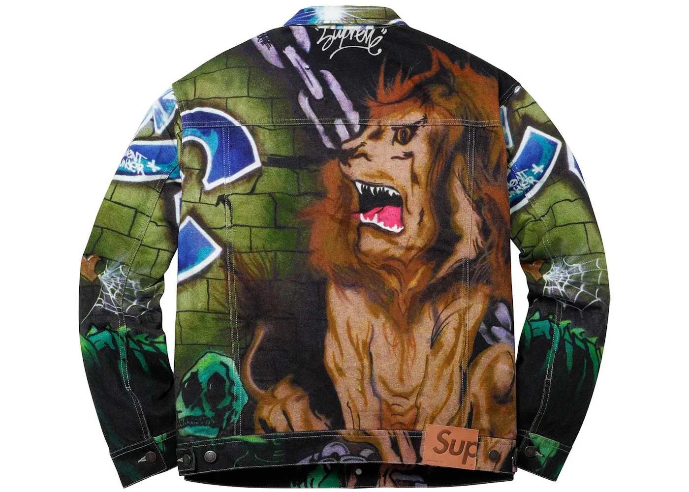 Мужская джинсовая куртка-тракер с принтом Supreme Lion's Den Denim Trucker Jacket, Multi — фото 2