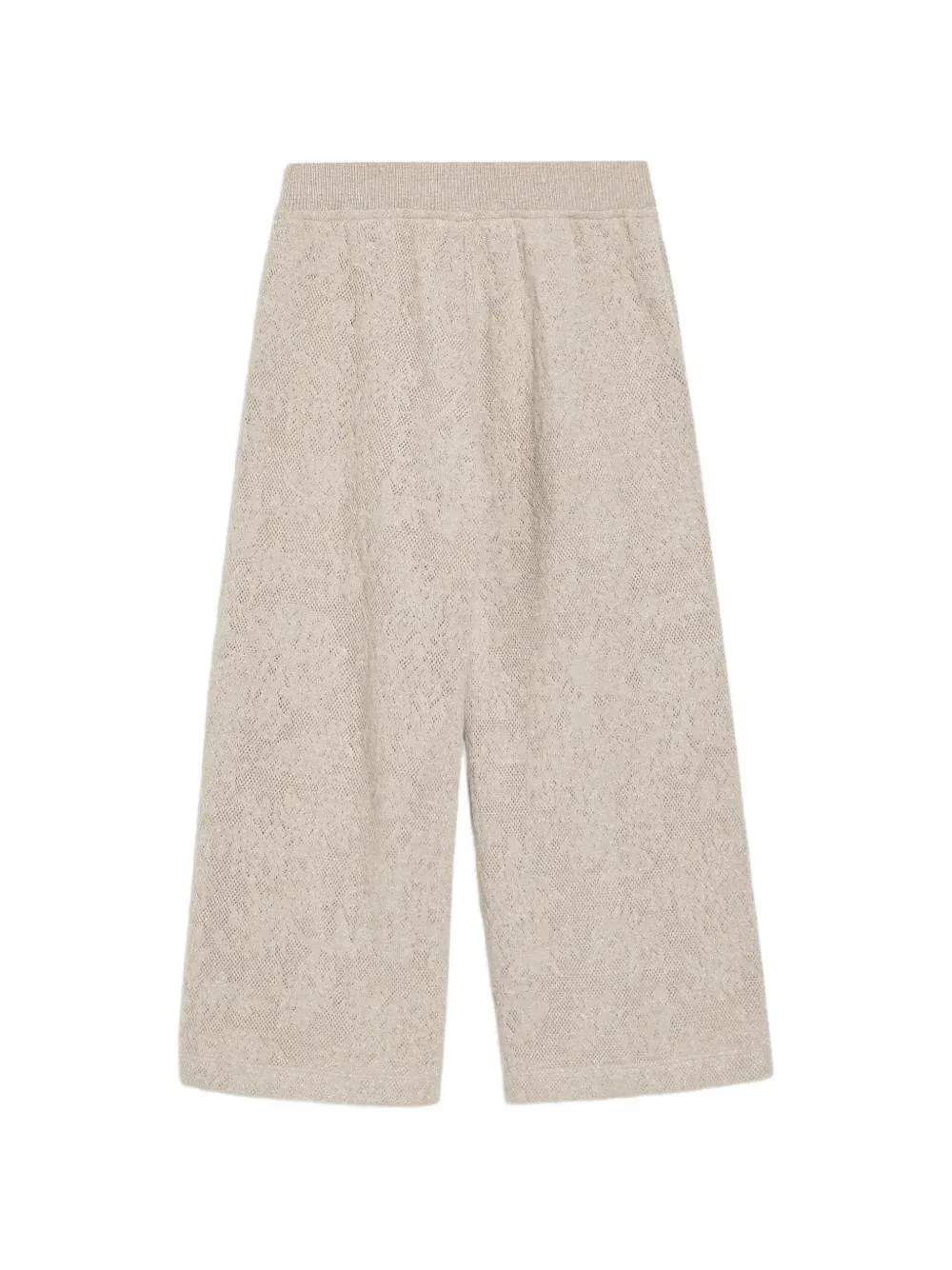 Спортивные брюки с цветочным кружевом Brunello Cucinelli Kids, бежевый — фото 2