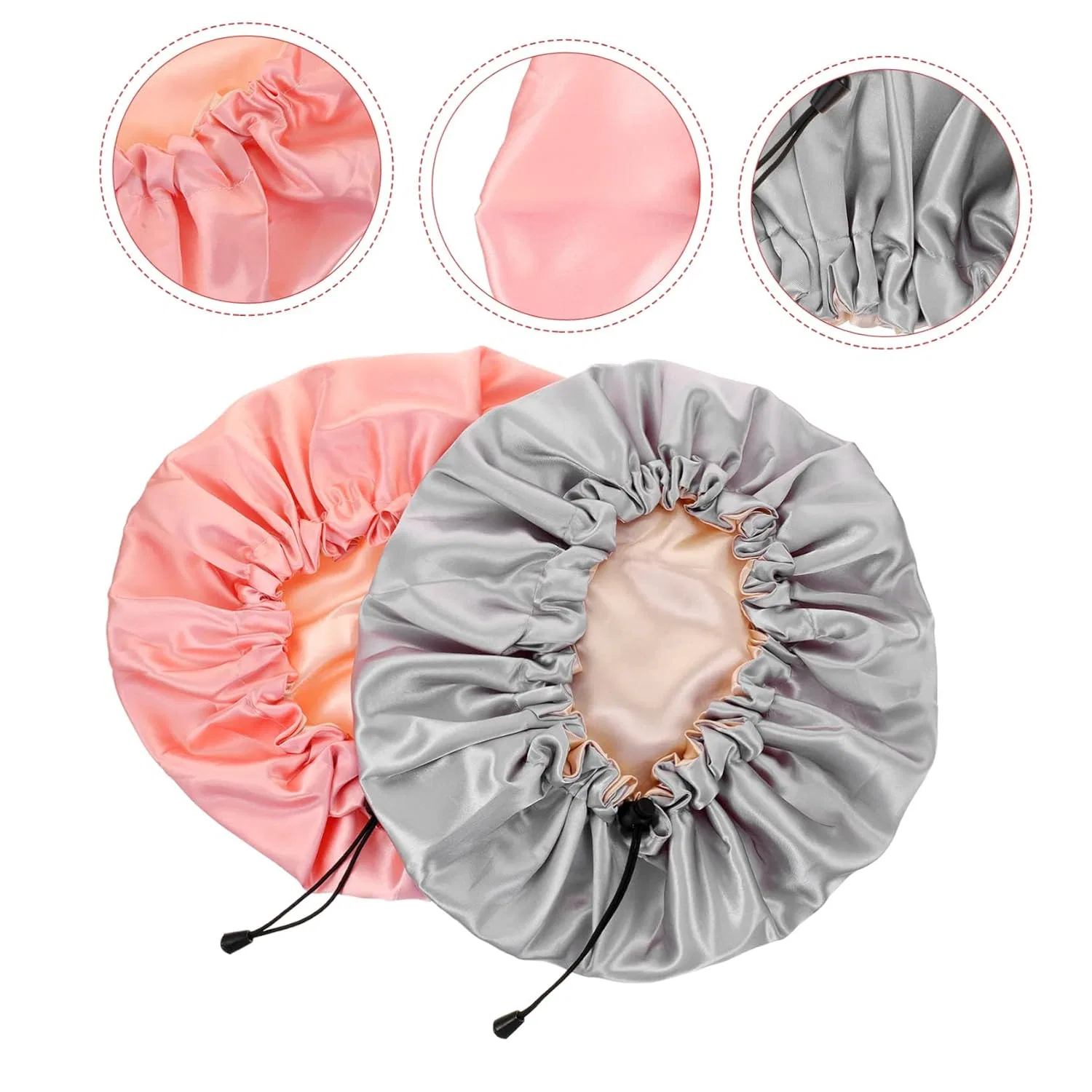 Шапочка для душа Beavorty, 2 шт, Satin, 34x34x0.6 см, Pink Grey — фото 3