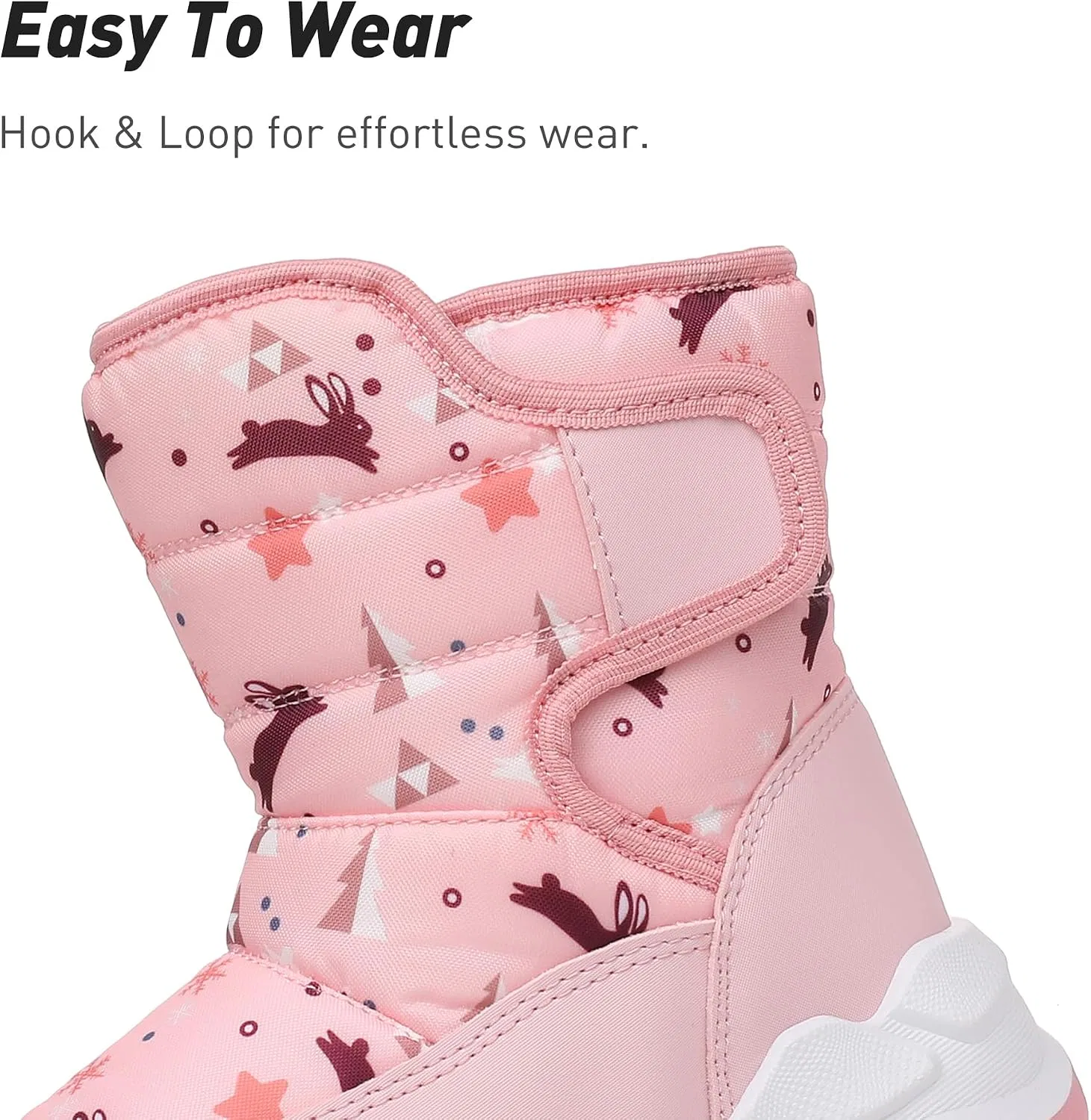 Детские зимние ботинки для мальчиков и девочек с липучкой Ahannie, Pink/Winter Print — фото 4