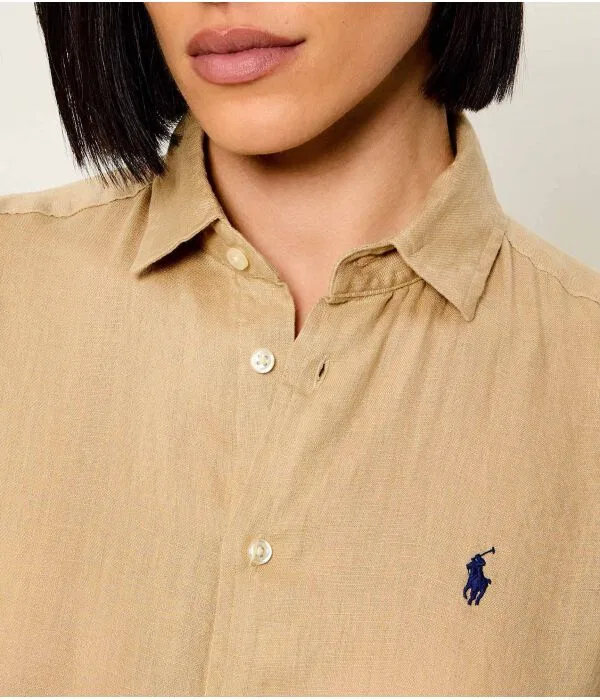 Женская рубашка из льна Mlanie Polo Ralph Lauren, бежевый — фото 4