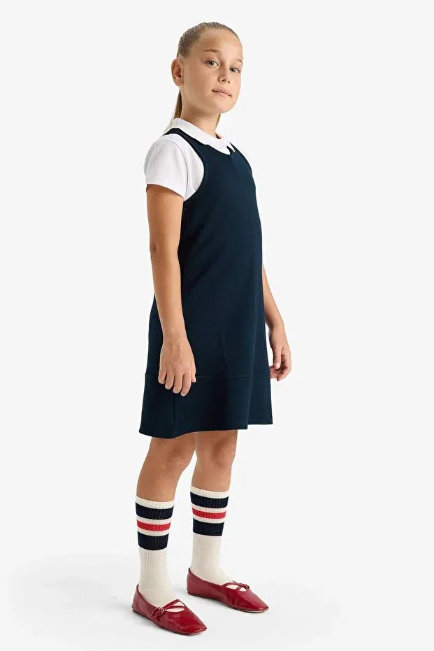 Детское платье для девочек на бретелях Defacto, Navy Blue-Nv253 — фото 4
