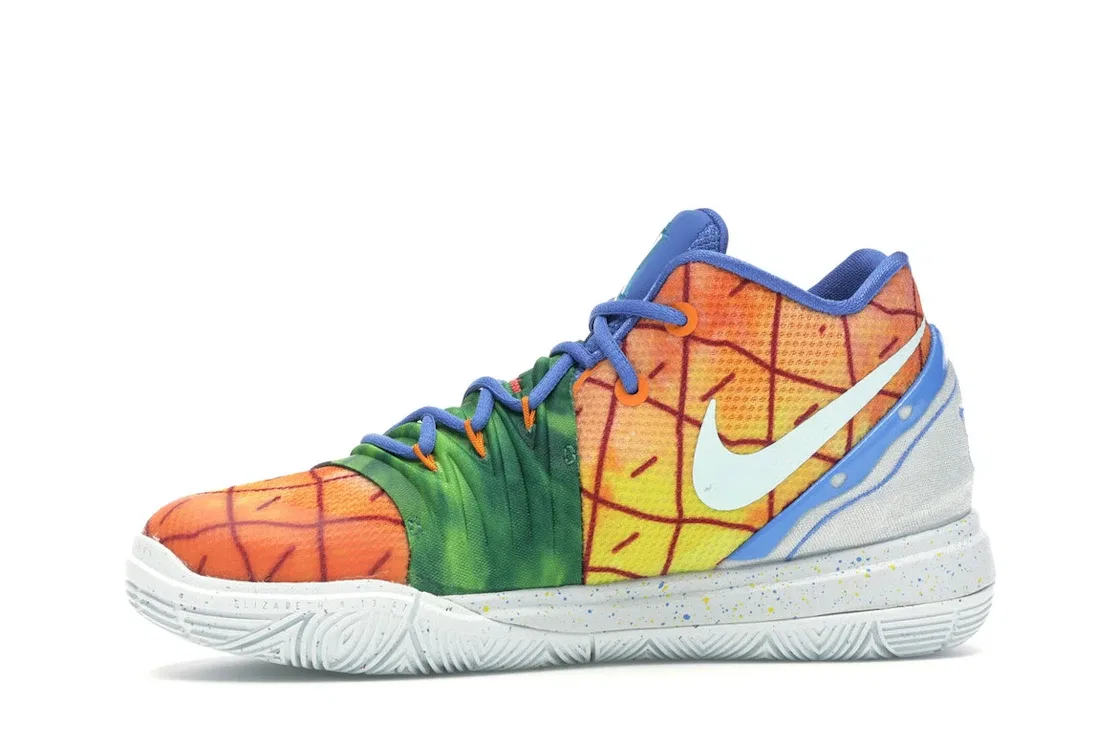 Детские кроссовки с принтом Nike Kyrie 5 SpongeBob Pineapple House Nike, Orange Peel/Teal Tint — фото 3