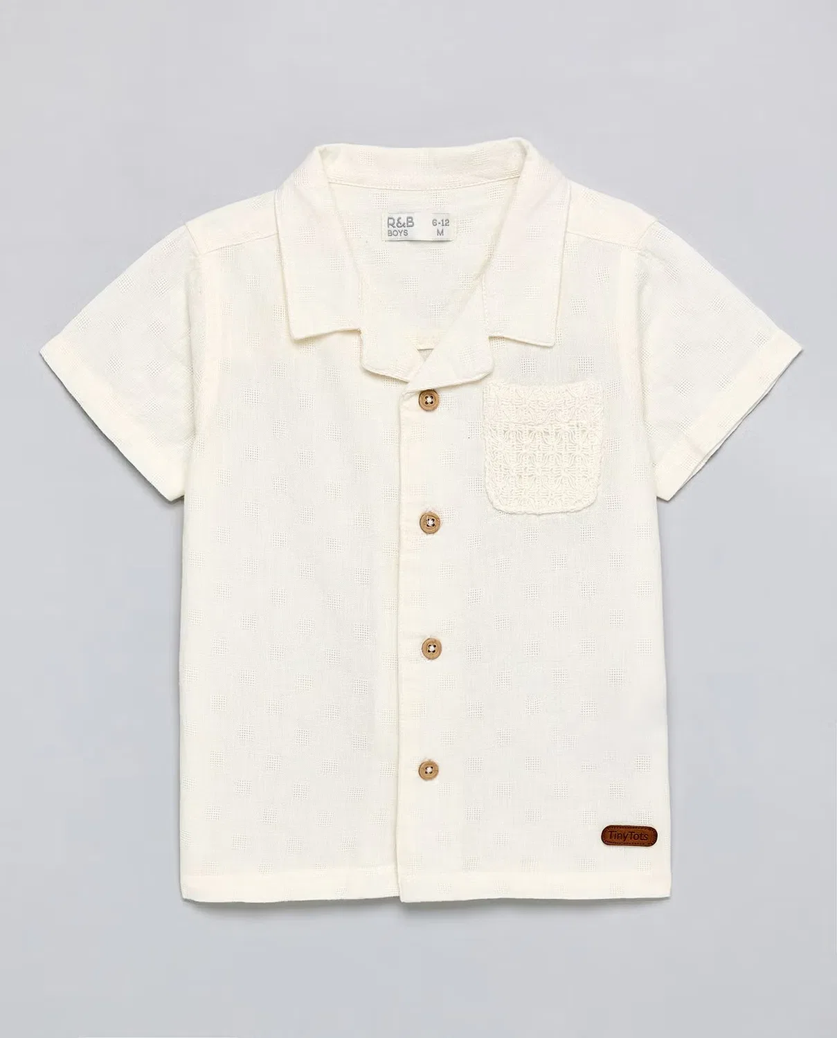 Комплект рубашка и шорты Textured shirt & shorts set R&B, кремовый — фото 2