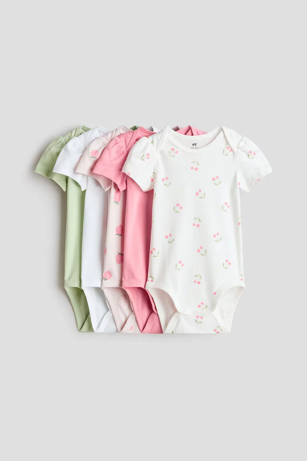 5 хлопковых боди в упаковке H&M, Rosa/Beeren