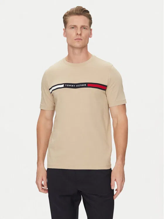 Футболка regular fit Chest Insert Tommy Hilfiger, бежевый