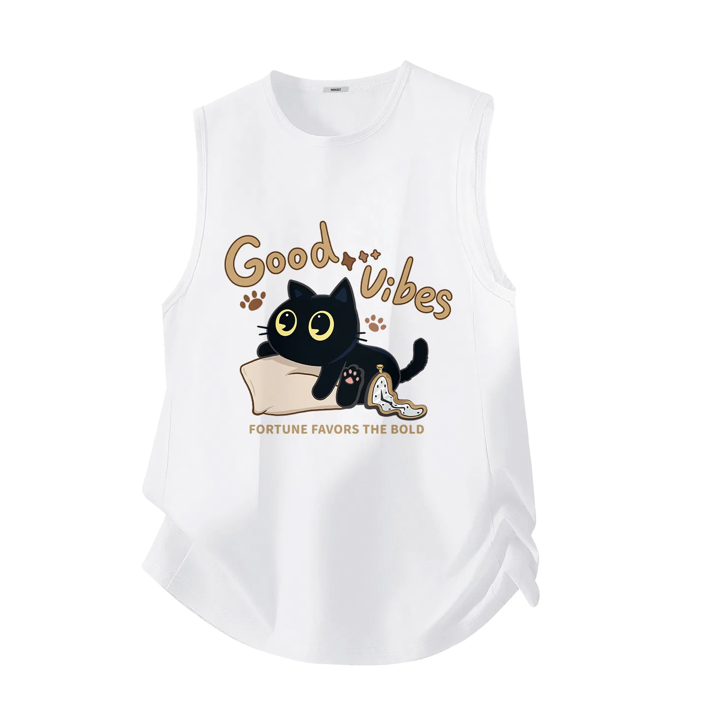 Детский топ без рукавов с круглым вырезом Mb Mischievous Kitten MINISO, Light Gray — фото 3