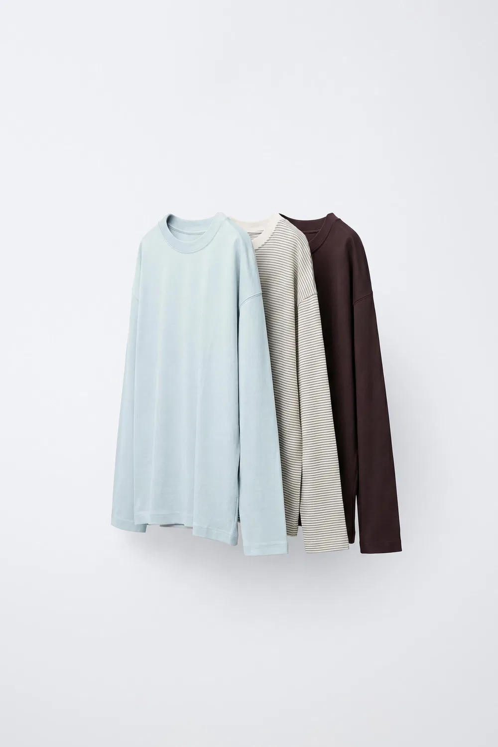Набор из 3 однотонных футболок ZARA, Green stripe
