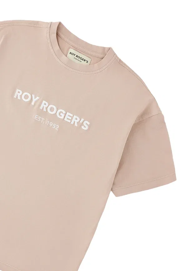 Футболка с вышивкой Print t-shirt Roy Rogers, Rosa Dust, розовый — фото 3