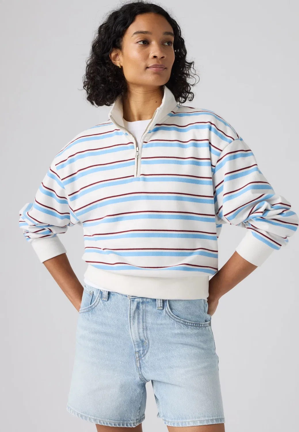 Повседневная толстовка на молнии до середины груди Levi'S, Ruby Stripe Alaskan Blue — фото 3