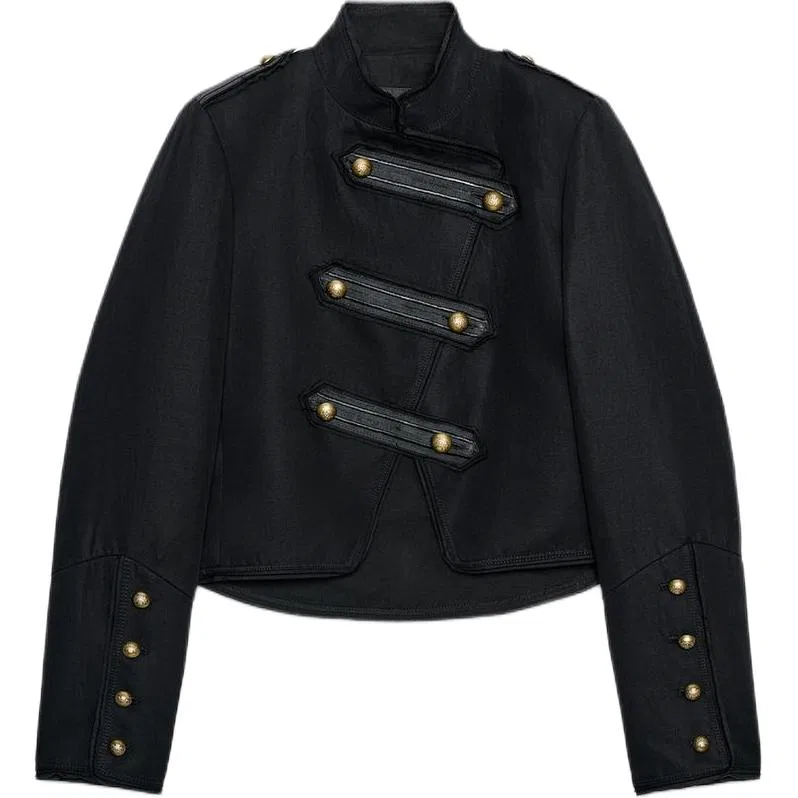 Женская куртка с круглым вырезом ZW, ZARA, Black