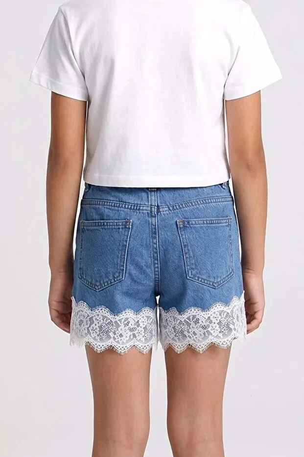 Детские шорты для девочек кружевные Dmb Kids, Indigo — фото 3