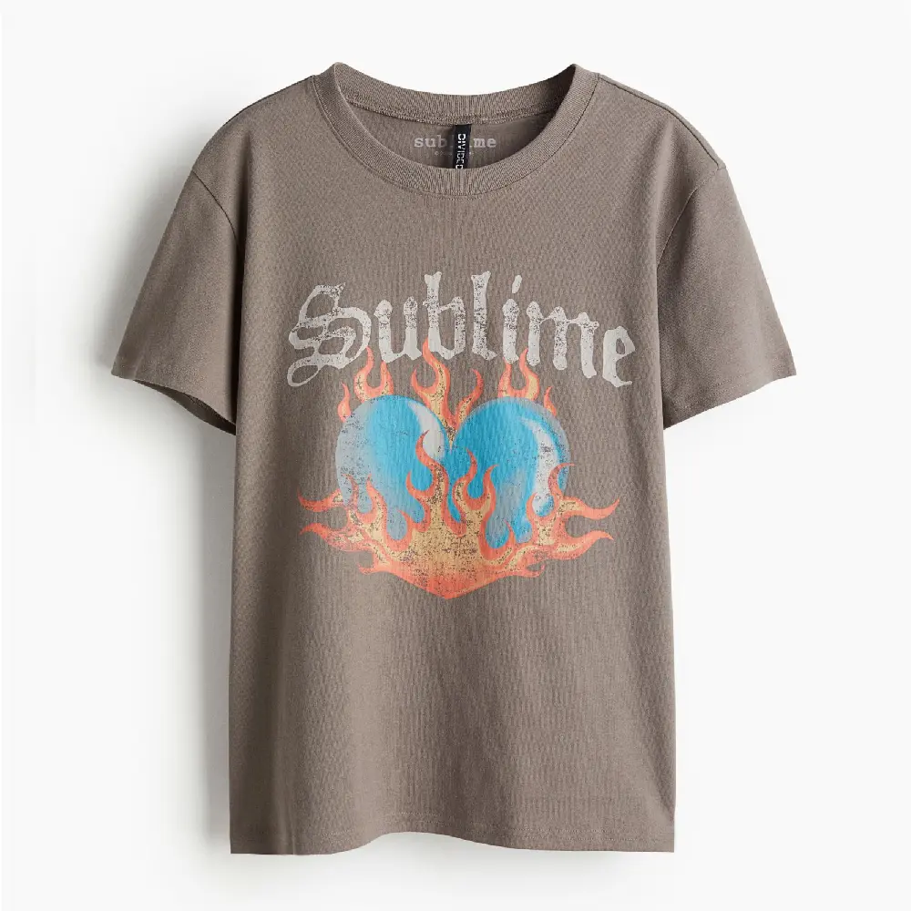 

Футболка H&M Printed Sublime, серо-коричневый