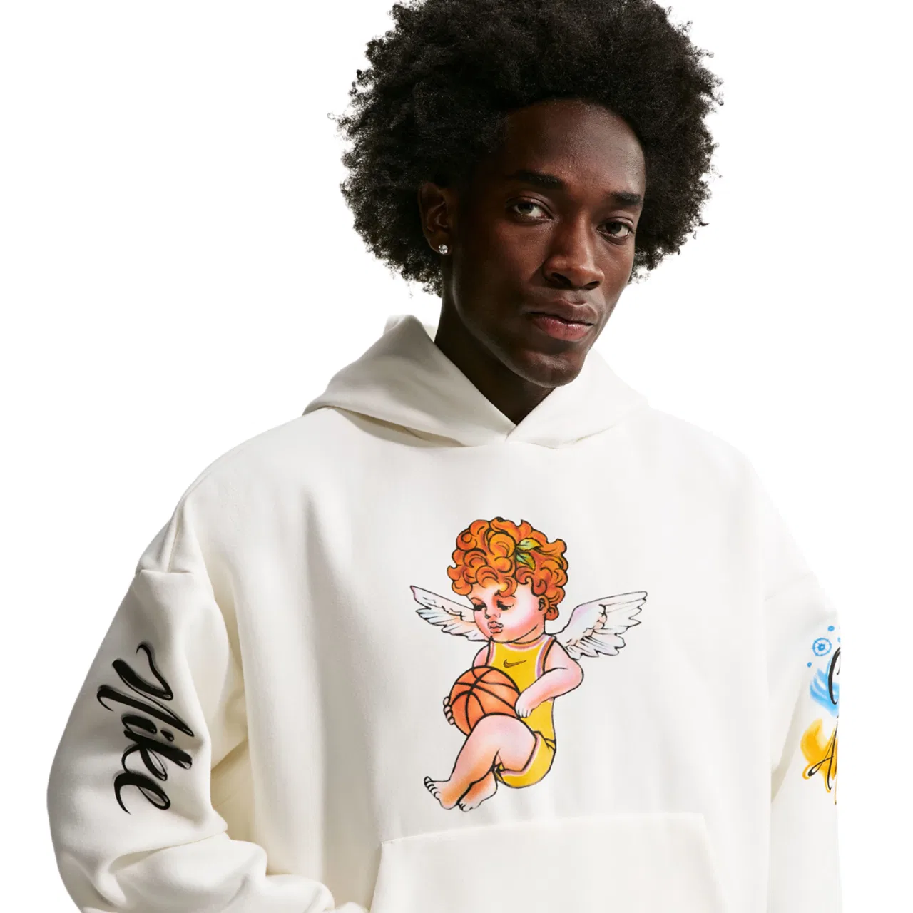 Мужская толстовка Standard Issue Brush Pullover Nike, цвет Sail/Orange