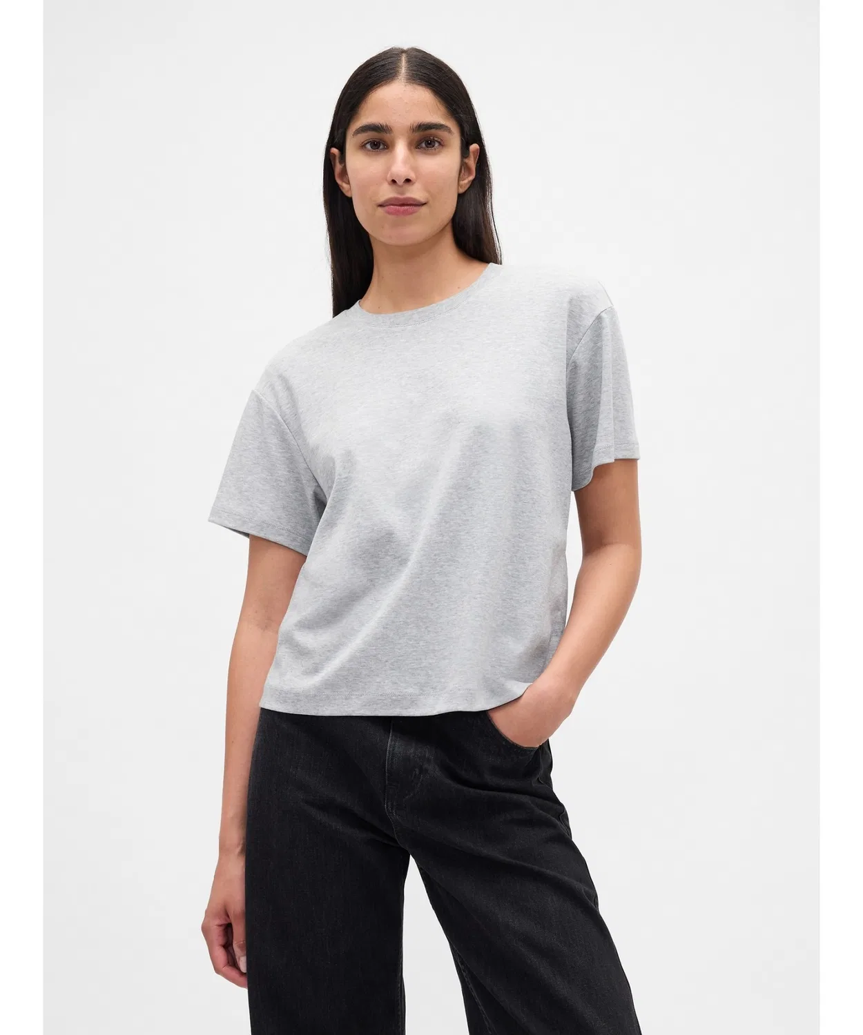 Женская футболка с коротким рукавом Supima Cotton Relaxed T-Shirt GAP, Light Grey