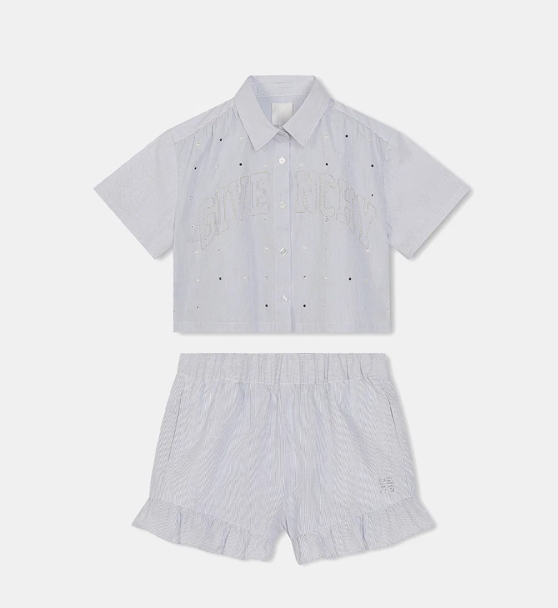 Комплект хлопковый Kids Cotton Shirt And Short Set Givenchy, White Blue