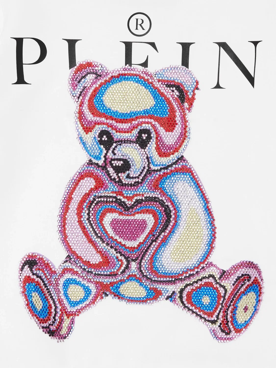 Свитшот с кристаллическими украшениями Тедди-мишка Philipp Plein, белый — фото 2