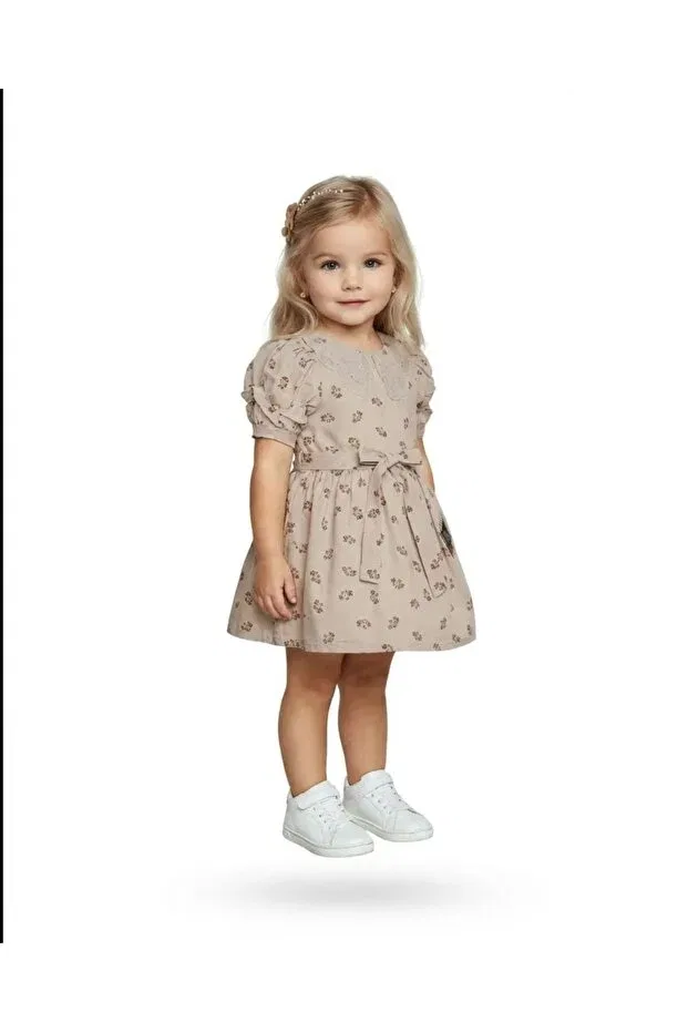 Детское платье для девочек хлопковое Aybubu, Beige — фото 2