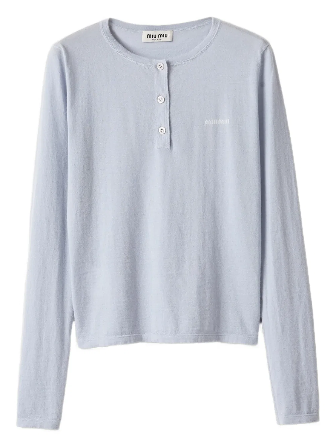Кашемировая футболка Henley Miu Miu, голубой