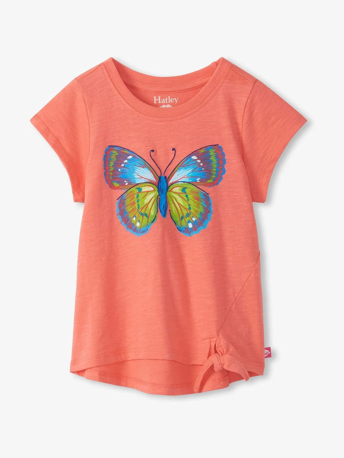 Футболка с галстуком спереди Hatley Orange Butterfly, оранжевый — фото 2