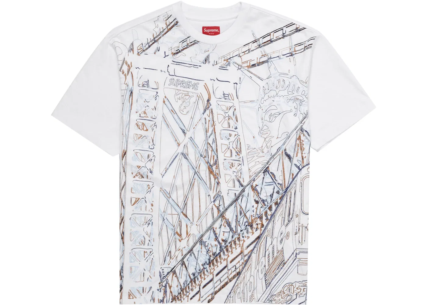 Мужская футболка с вышивкой Supreme, White