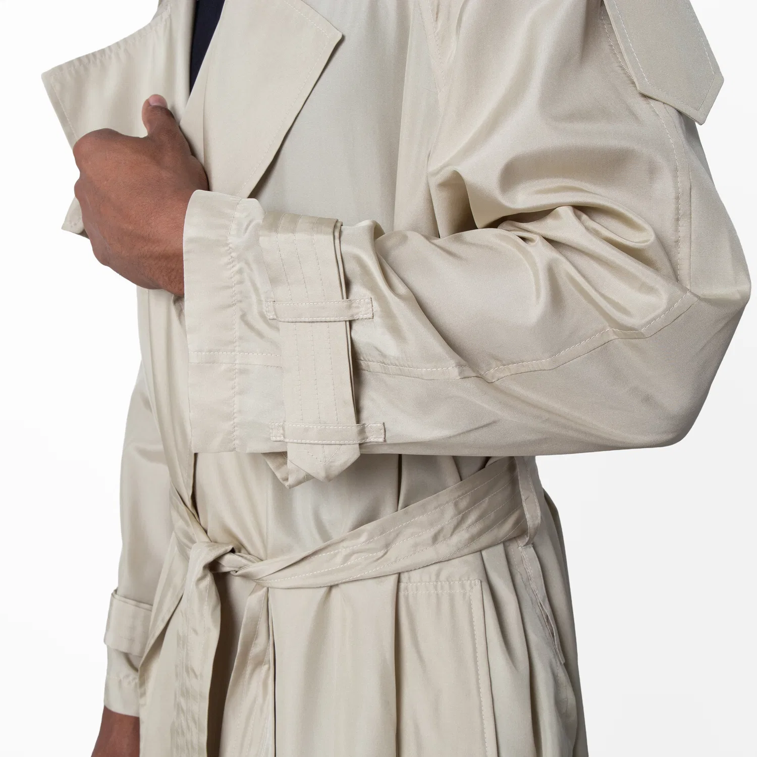 Плащ из шёлка с поясом Long Silk Belted Trench Coat Burberry, Beige — фото 4