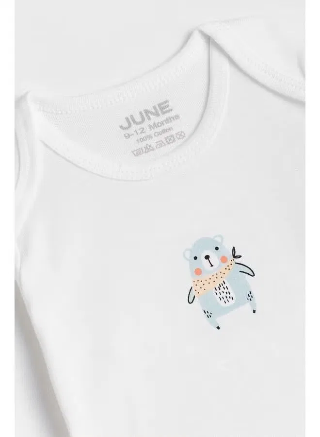 Боди-комбинезон с длинным рукавом, комплект из 5 предметов June, белый - серый — фото 3