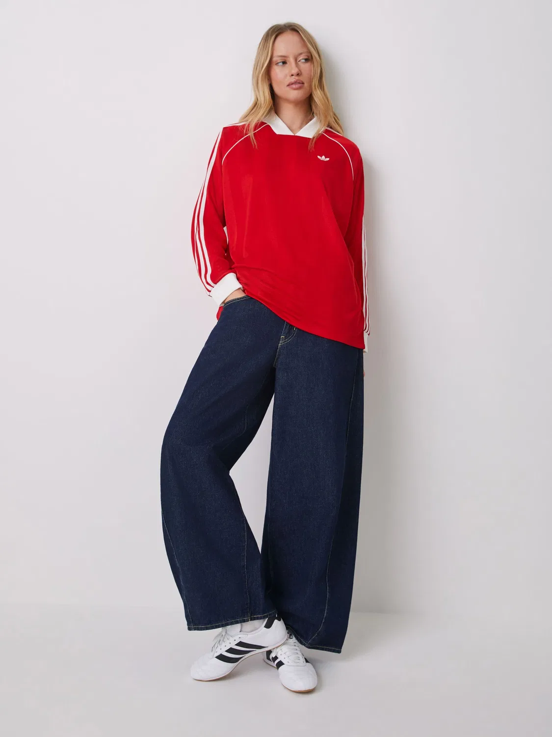 Футболка с длинным рукавом, джаккард, 3-Stripes, adidas Originals, красный — фото 3
