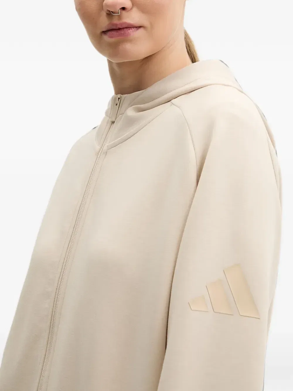 Худи на молнии Adidas, бежевый — фото 4